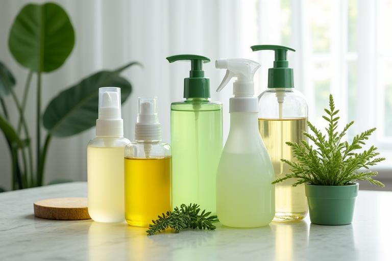 A selection of eco-friendly, non-toxic cleaning products used by our green cleaning team in Bristol.